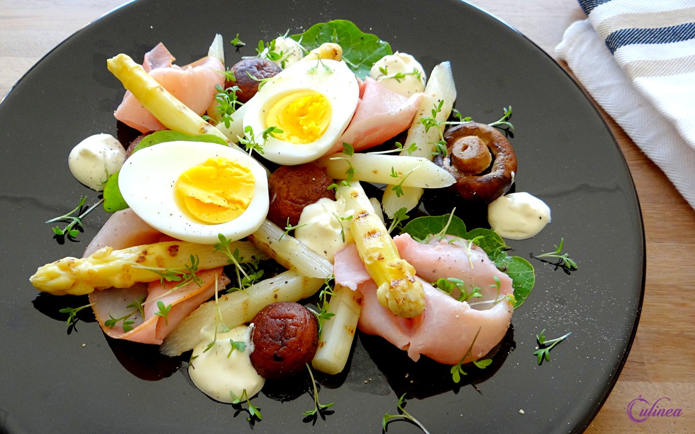 Aspergesalade Met Champignons Ham En Ei Culinea Nl