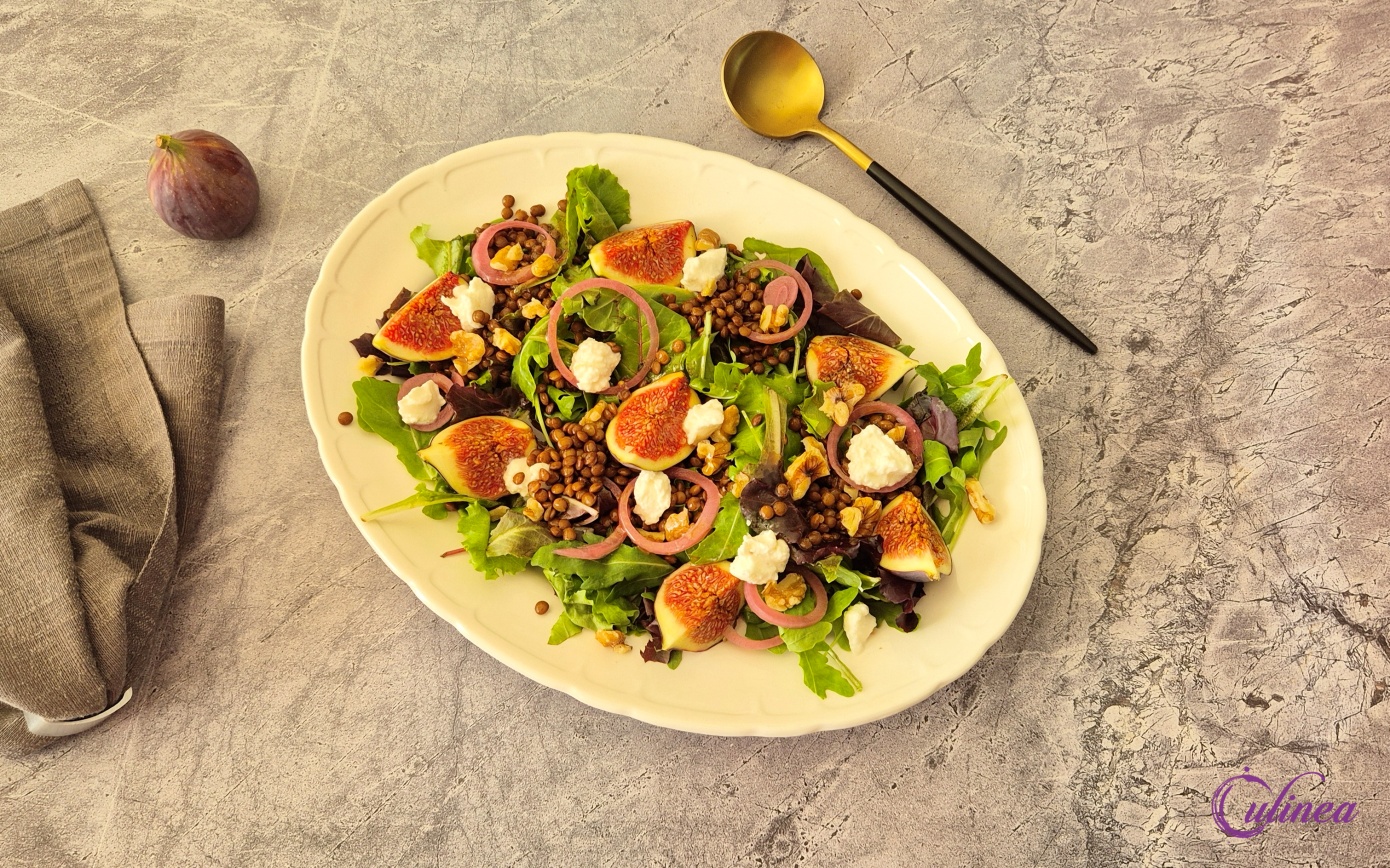 Linzensalade met verse vijg en feta