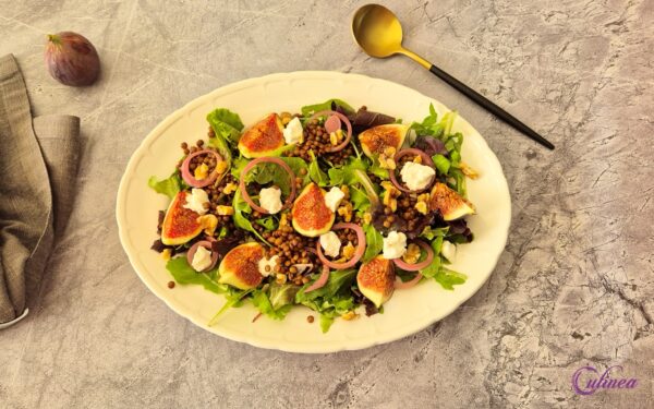 Linzensalade met verse vijg en feta