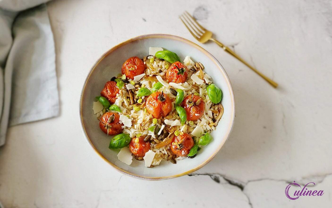 Orzo met oven-geroosterde tomaten en balsamico