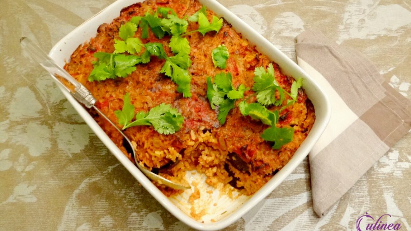 Vegetarische ovenschotel met aubergines