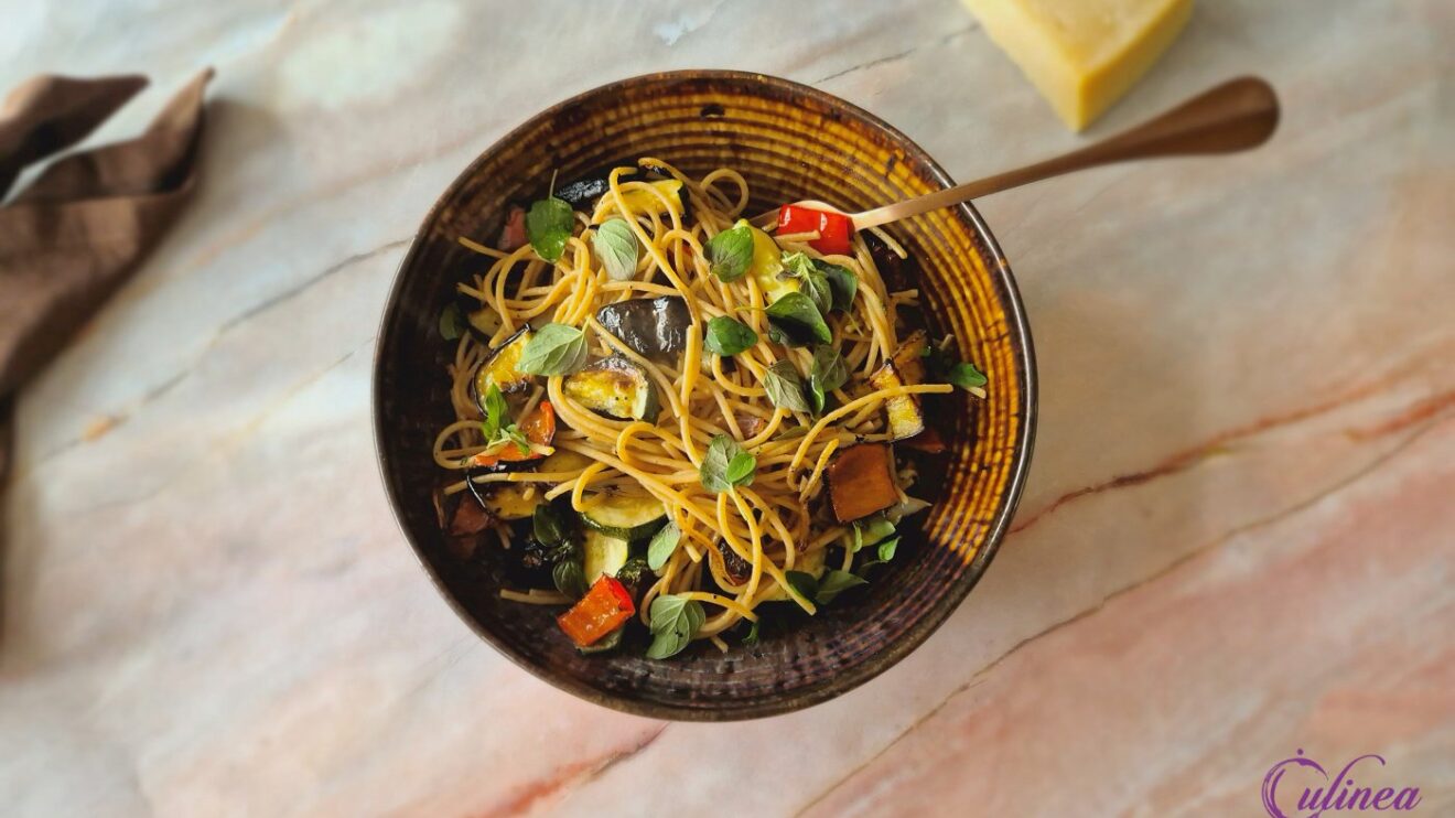 Spaghetti met ratatouille uit de oven