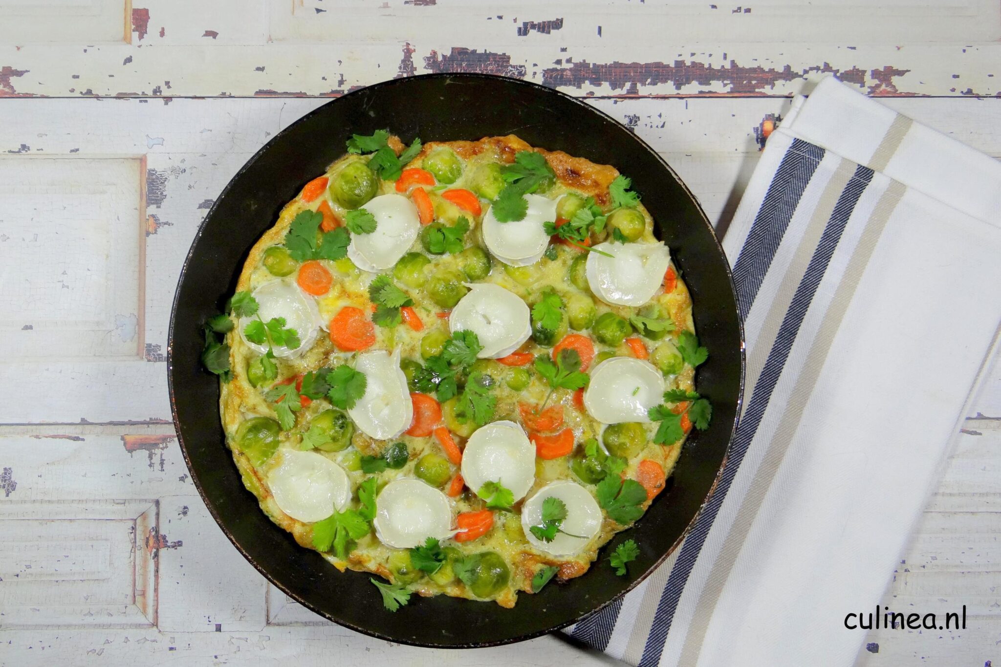Frittata met Wortel, Spruitjes, Geitenkaas en Ras-el-hanout