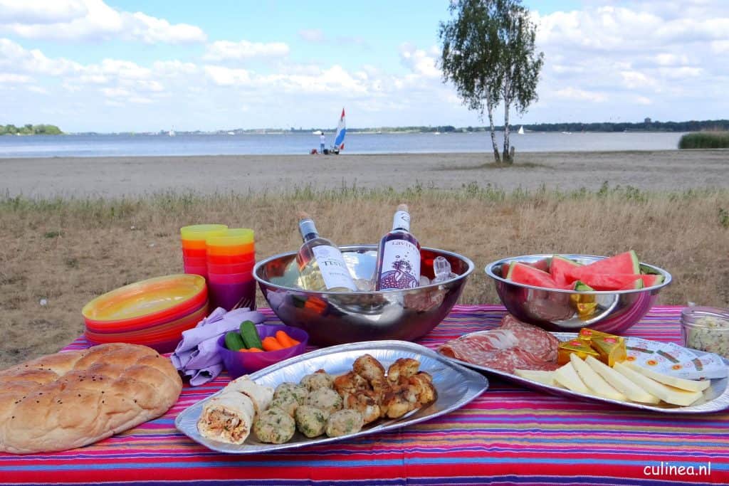 Genieten van picknick en wijn