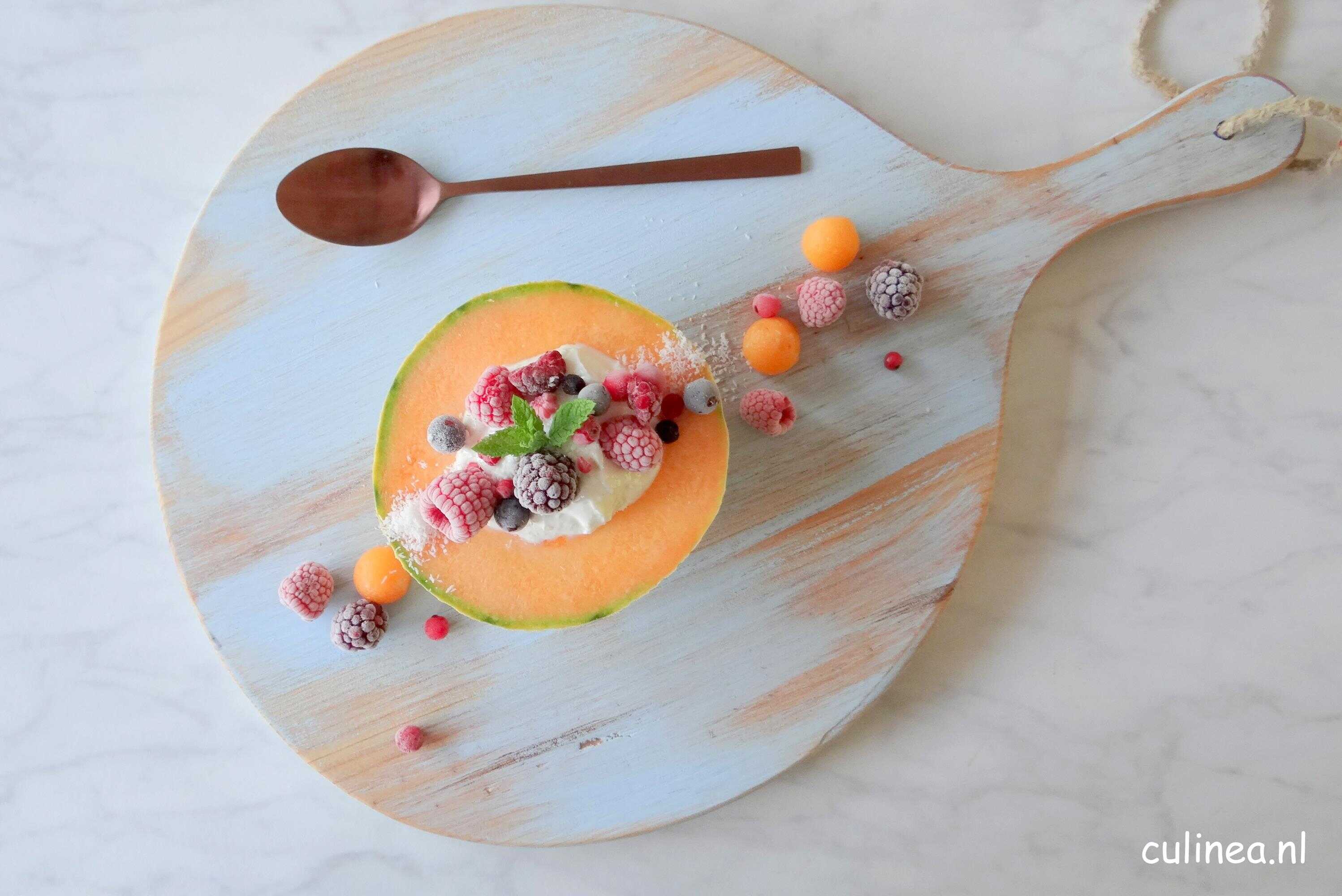 Cantaloupe meloen voor ontbijt