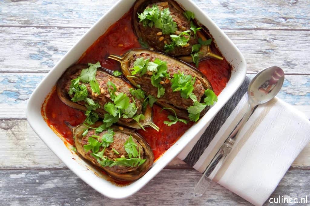 Gevulde aubergines uit het Midden-Oosten