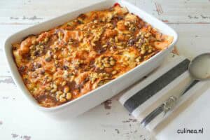 Rode bietenlasagne met gerookte mozzarella
