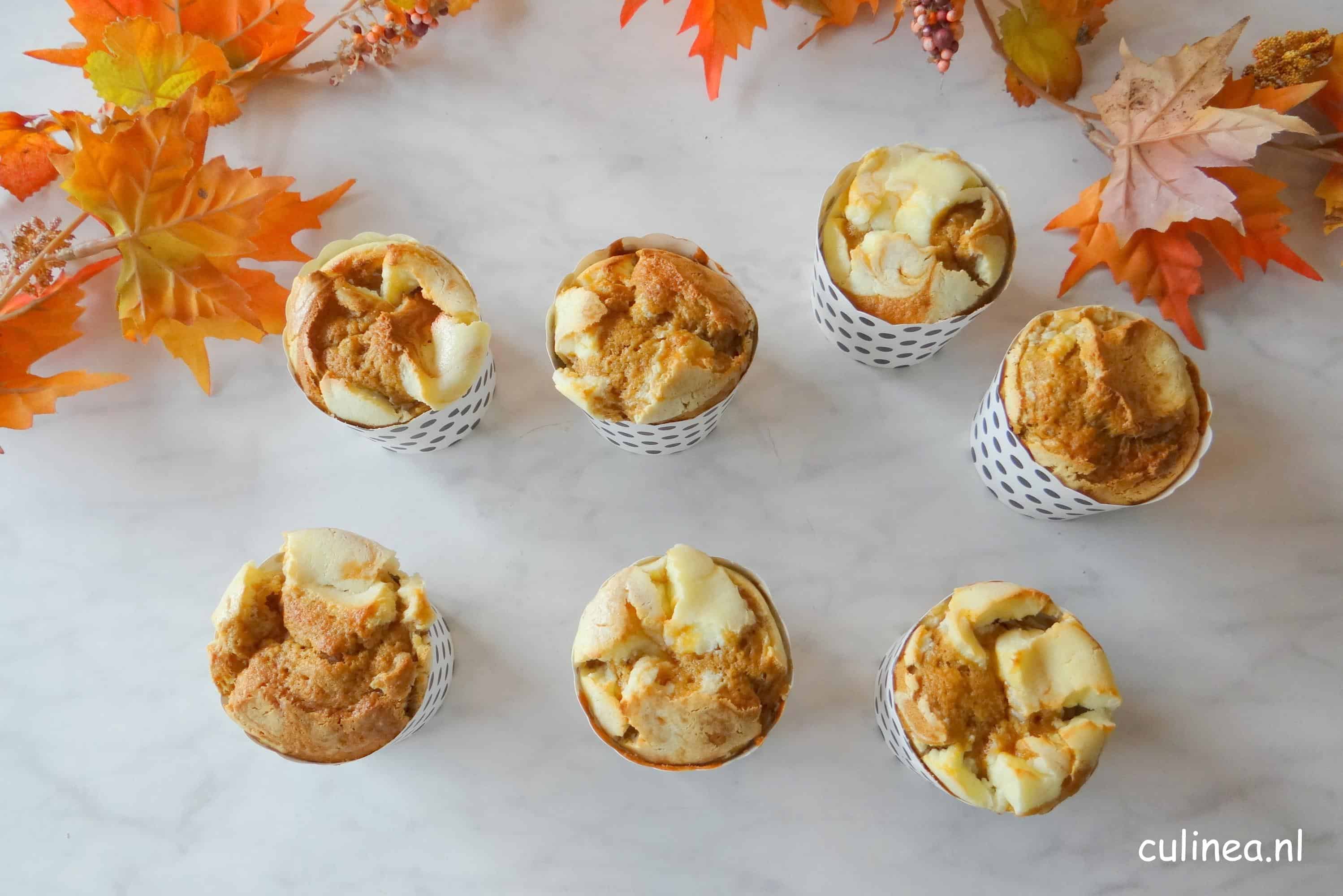 Pompoenmuffins met een roomkaas topping
