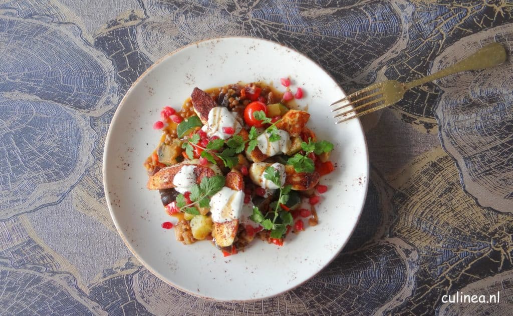 Arabische ratatouille met halloumi frietjes