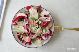 Radicchio venkelsalade met gerookte kipfilet