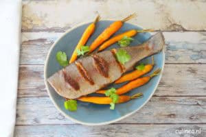 Zalmforel met misoboter uit de oven