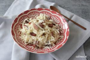 Koolrabi salade met peer, dadels en walnoten