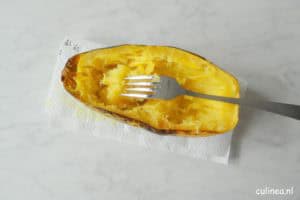 Spaghetti pompoen met garnalen