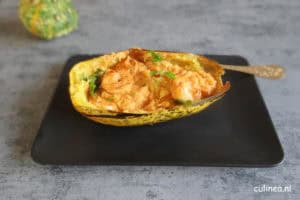 Spaghetti pompoen met garnalen