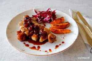Varkensfiletlapje met druiven en vijgensaus