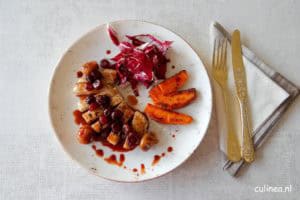 Varkensfiletlapje met druiven en vijgensaus