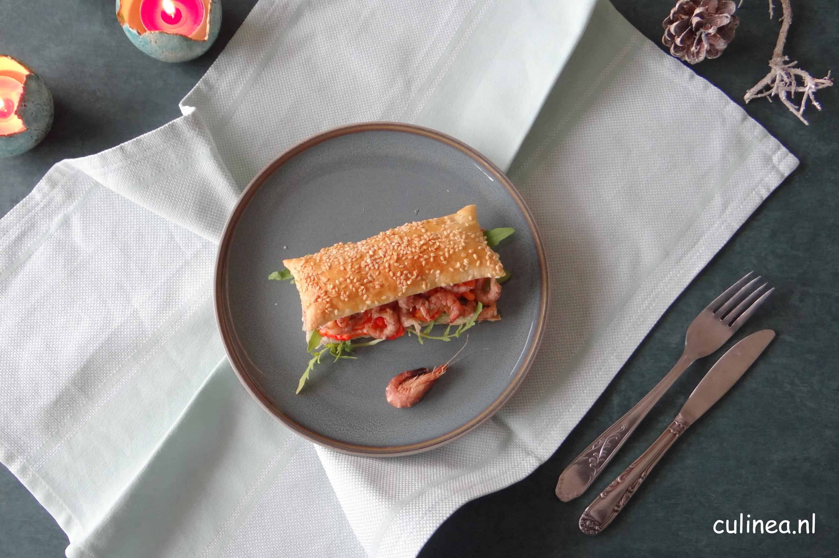 Tompouce met Hollandse garnalen