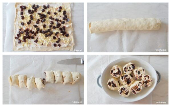 Sticky Buns met Amarena Kersen en Witte Chocola