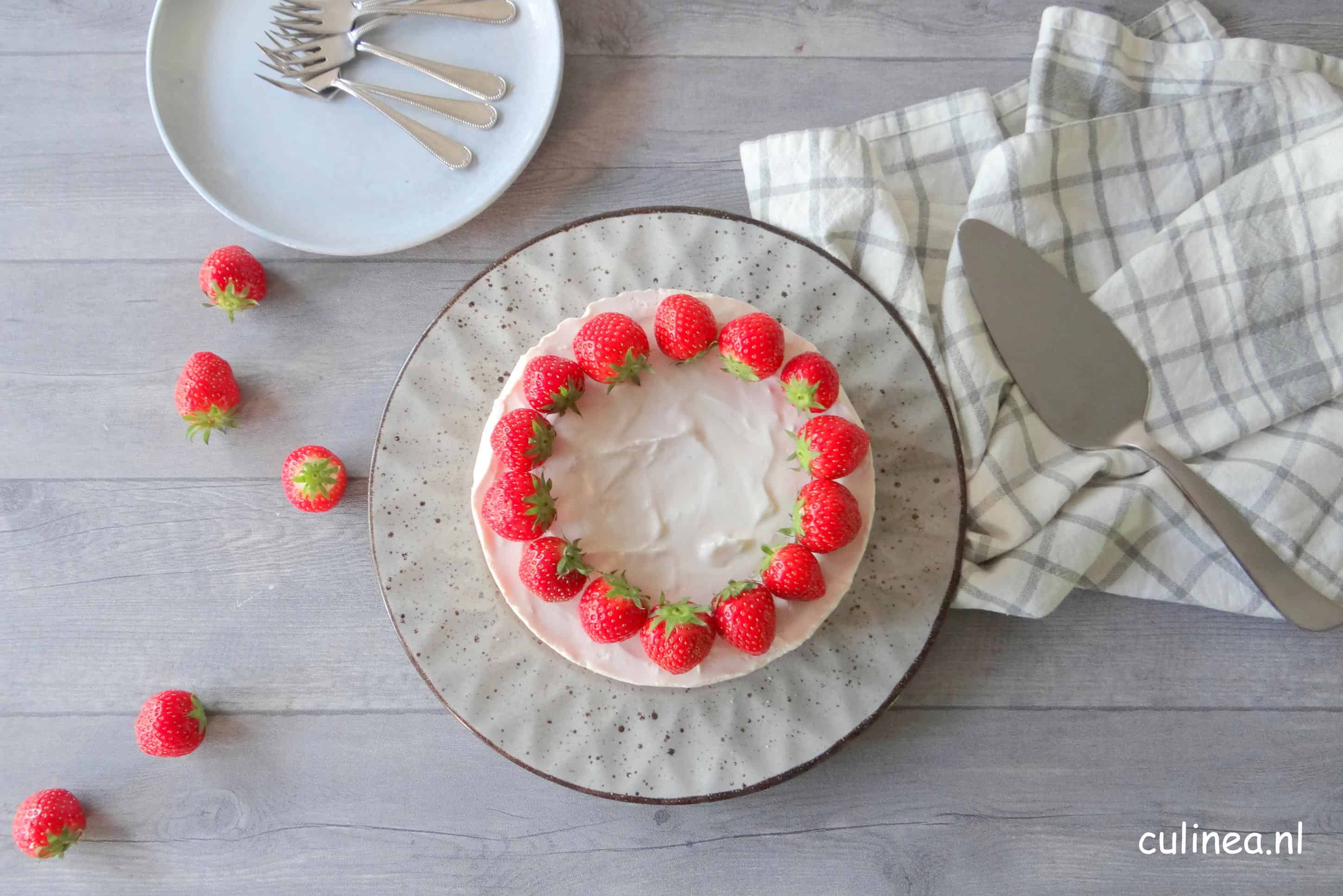Aardbeien kwark taartje