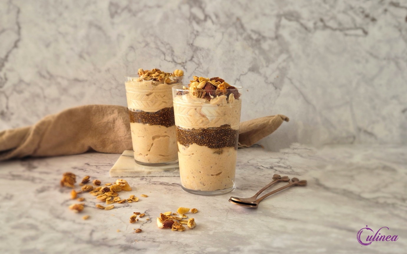 Koffie chiapudding met pindakaas