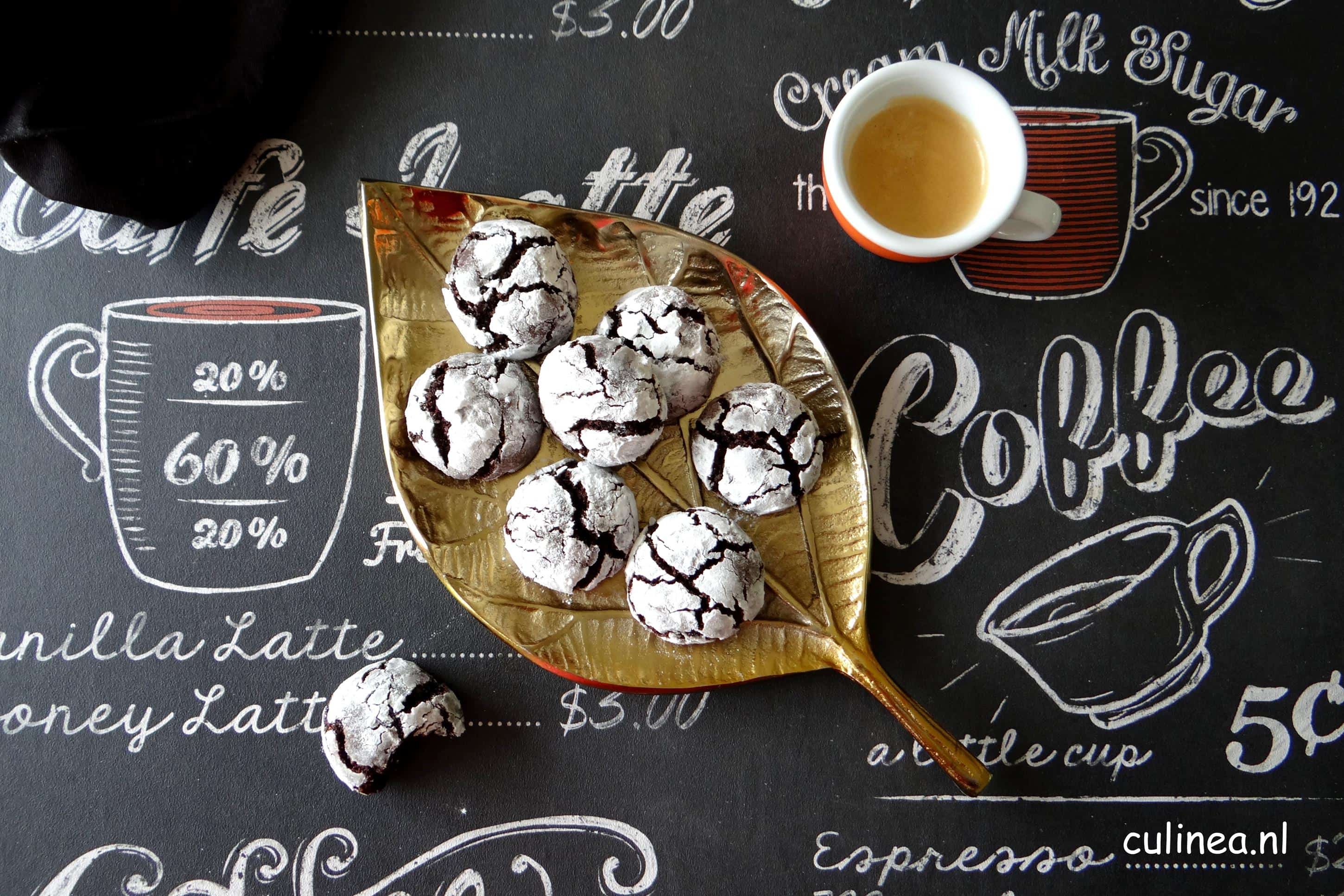 Craquelé chocolade fudge koekjes