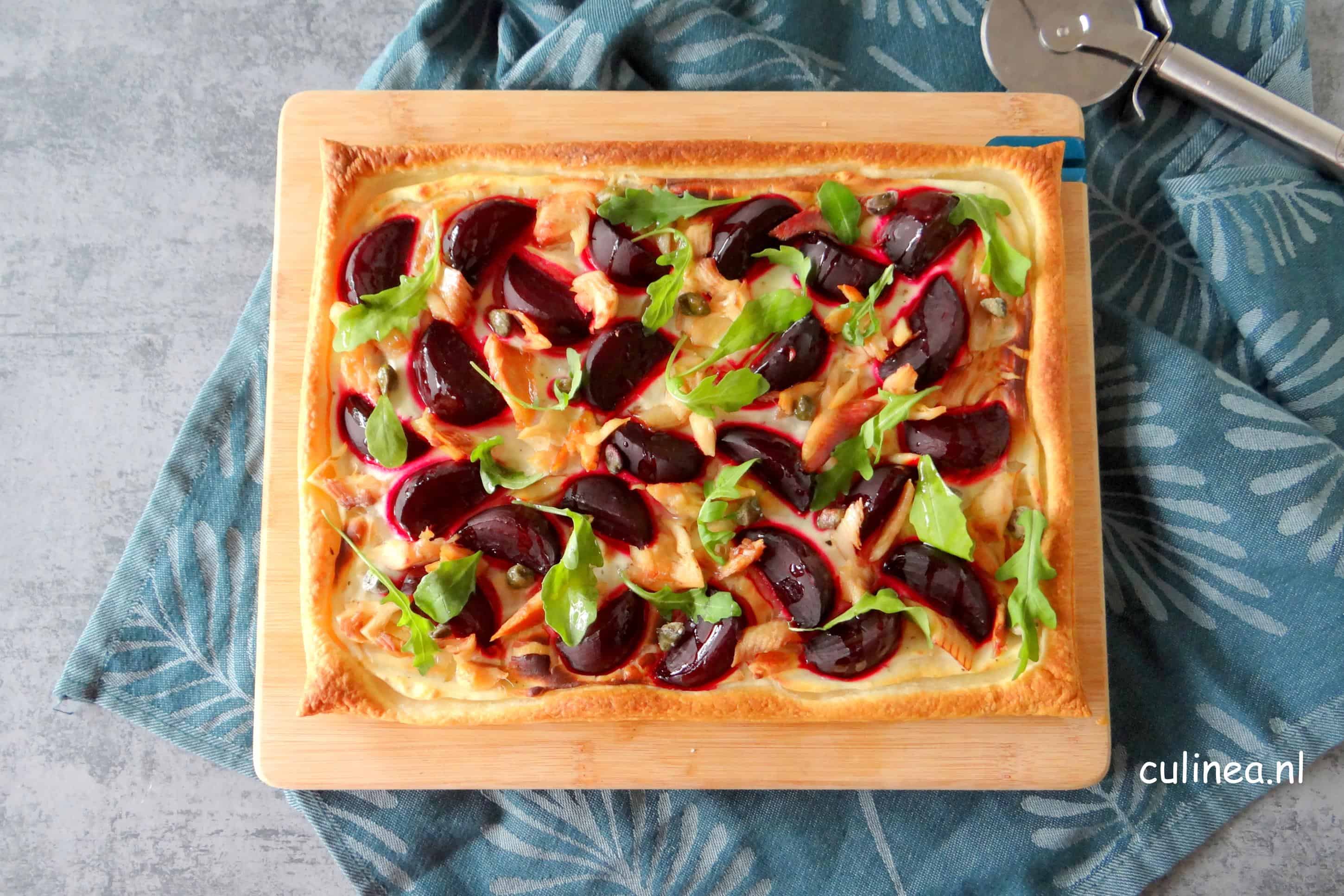 Plaattaart met bietjes en forel