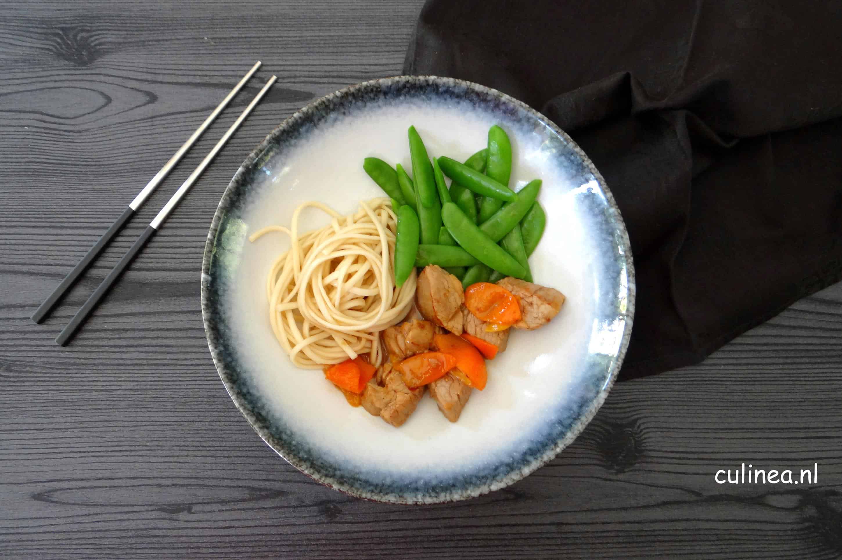 Aziatische varkenshaas met kumquats