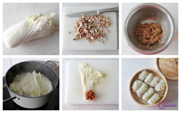 Gevulde gestoomde koolrolletjes