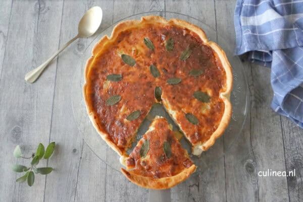 quiche met knolselderij en cheddar