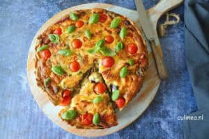 Quiche met zalm en aubergine
