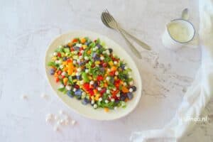 Regenboog salade met geitenkaas