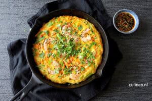 Koreaanse pannenkoek met garnalen