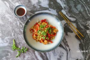 Kung Pao noedels met garnalen