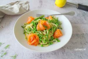 Spaghetti met gerookte zalm