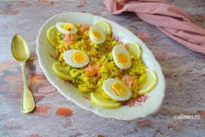 Kedgeree met warm gerookte zalm