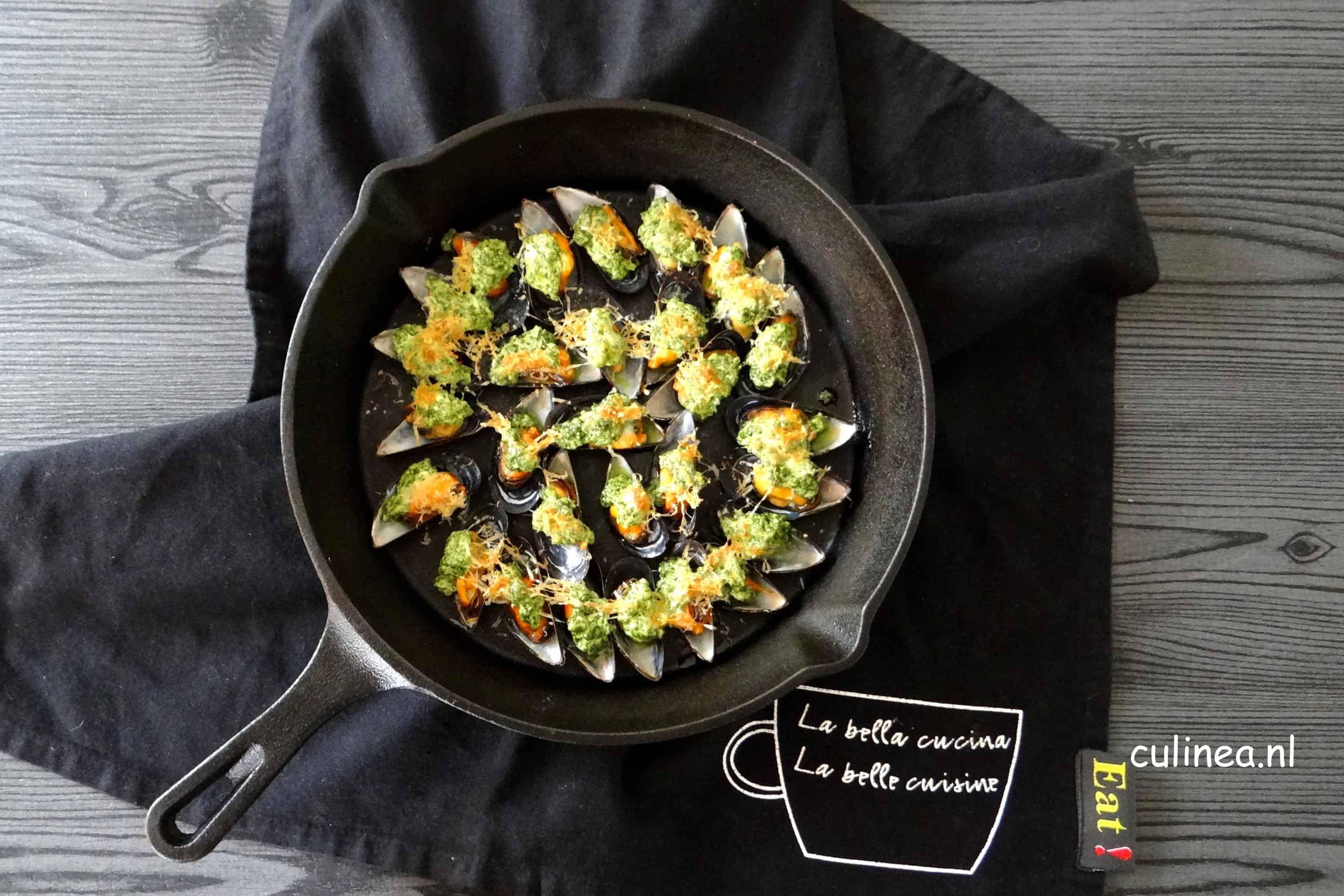 Gegratineerde mosselen met dille