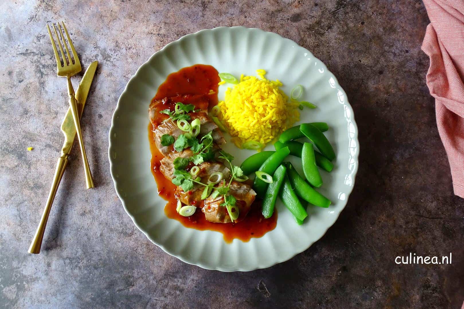 Aziatische varkenshaas met sugar snaps