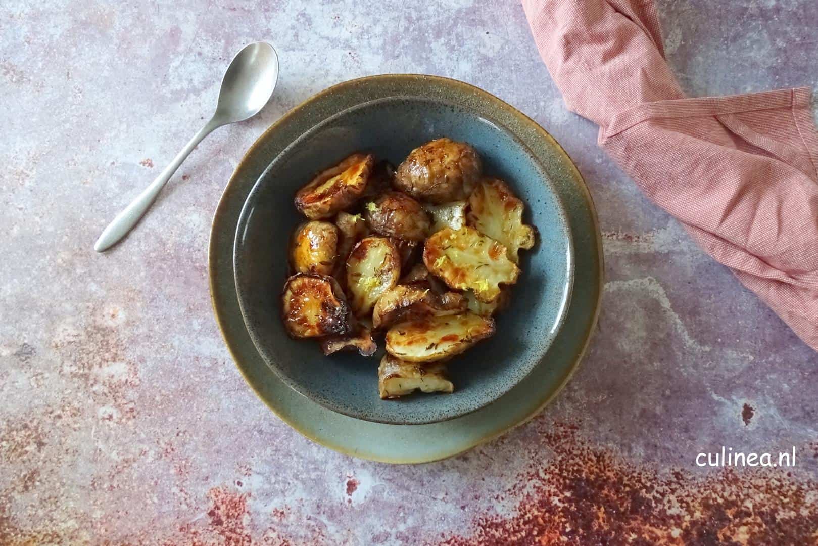 Geroosterde aardperen met citroen en honing