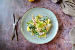Pasta met makreel, artisjok en spinazie