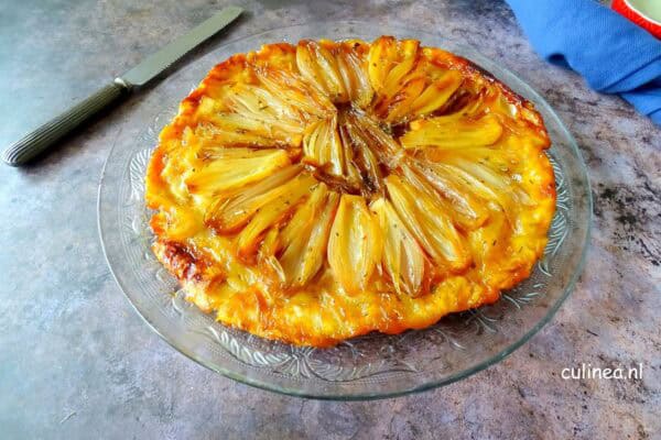 Tarte tatin van sjalotjes