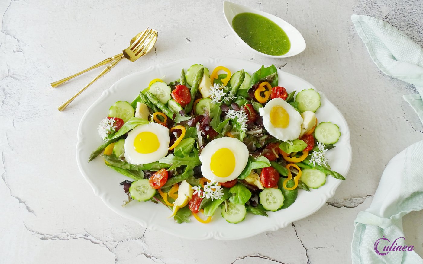 Salade Met Groene Asperges En Gepocheerde Eieren 4 - Culinea.nl;