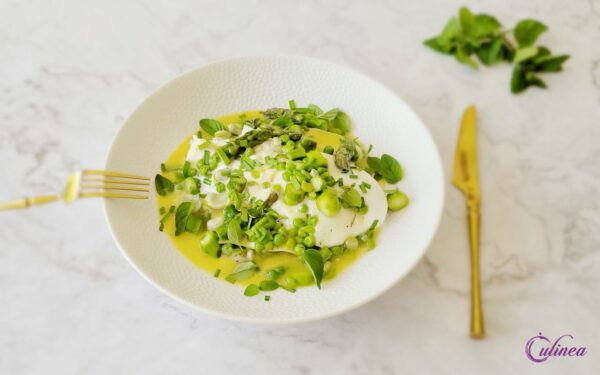 Open lasagne met asperges en burrata