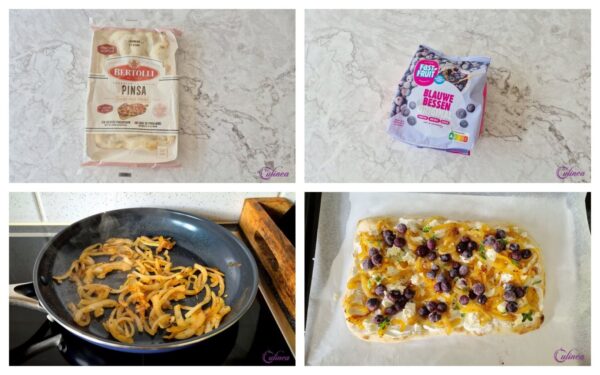 Pinsa met Blauwe Bessen, Feta en Ui