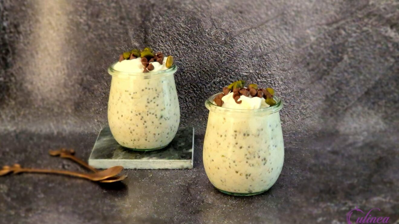 Overnight oats met ricotta en pistache