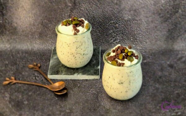 Overnight oats met ricotta en pistache 