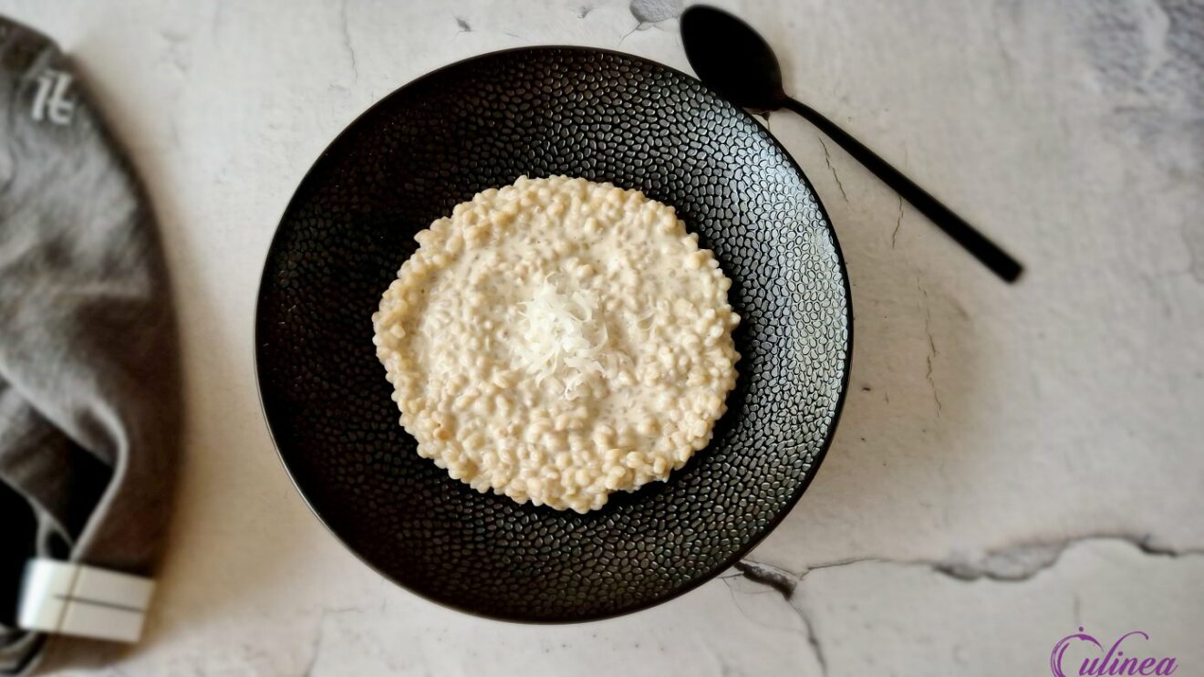 Parelgort risotto met geitenkaas