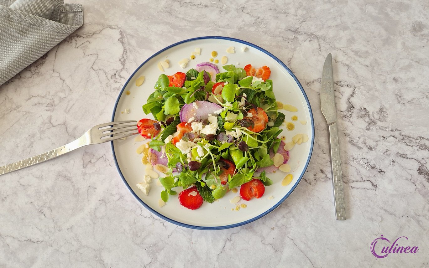 Waterkers Salade met Aardbeien en Feta