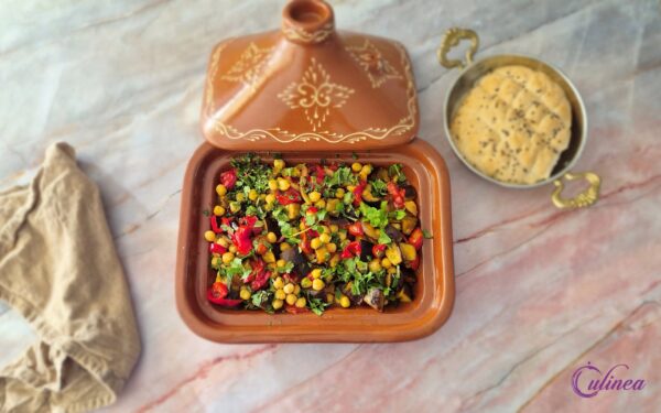 Vegetarische Tajine met Aubergine en Kikkererwten