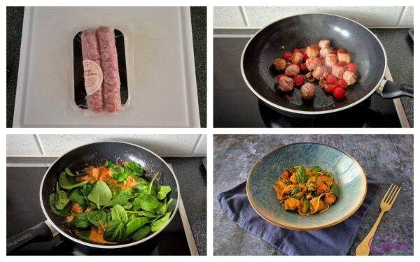 Eenpansgerecht Pasta met Worstgehaktballetjes 