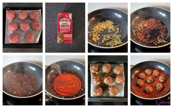 Gehaktballen in pittige Tomatensaus